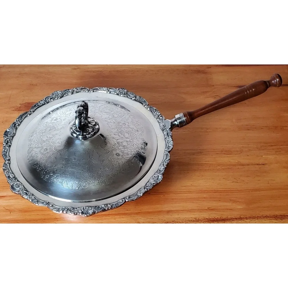 Vintage EPCA Bristol SilverPlate by Poole 118 Wood Handle Chafing Pan Dish‎ 12
